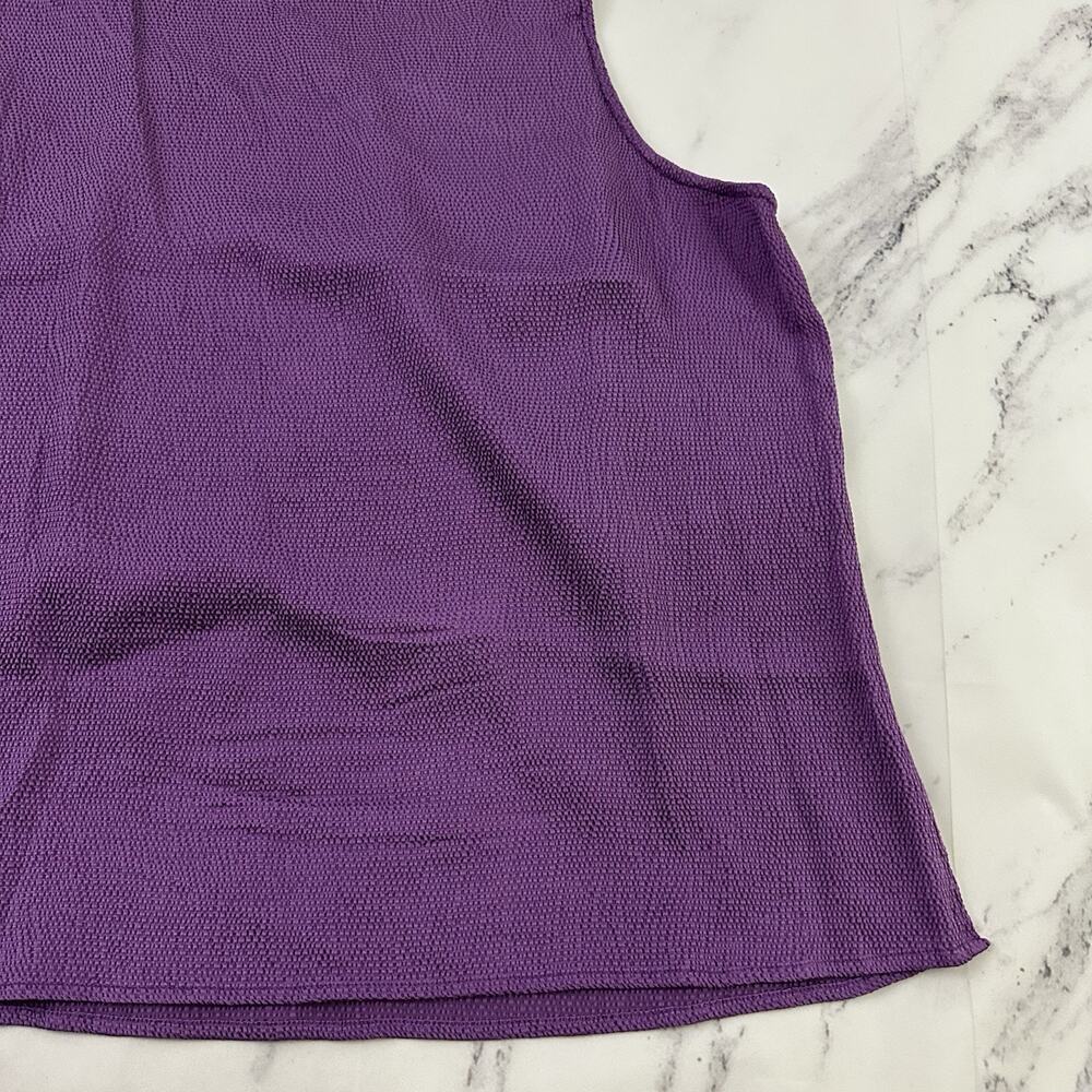Citron Womens Shell Tank Top Size XL Purple Silk Blend Pebble Texture Scoop Neck - Picture 9 of 10